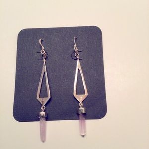 Sterling Silver (925) And Amethyst Crystal Earrings